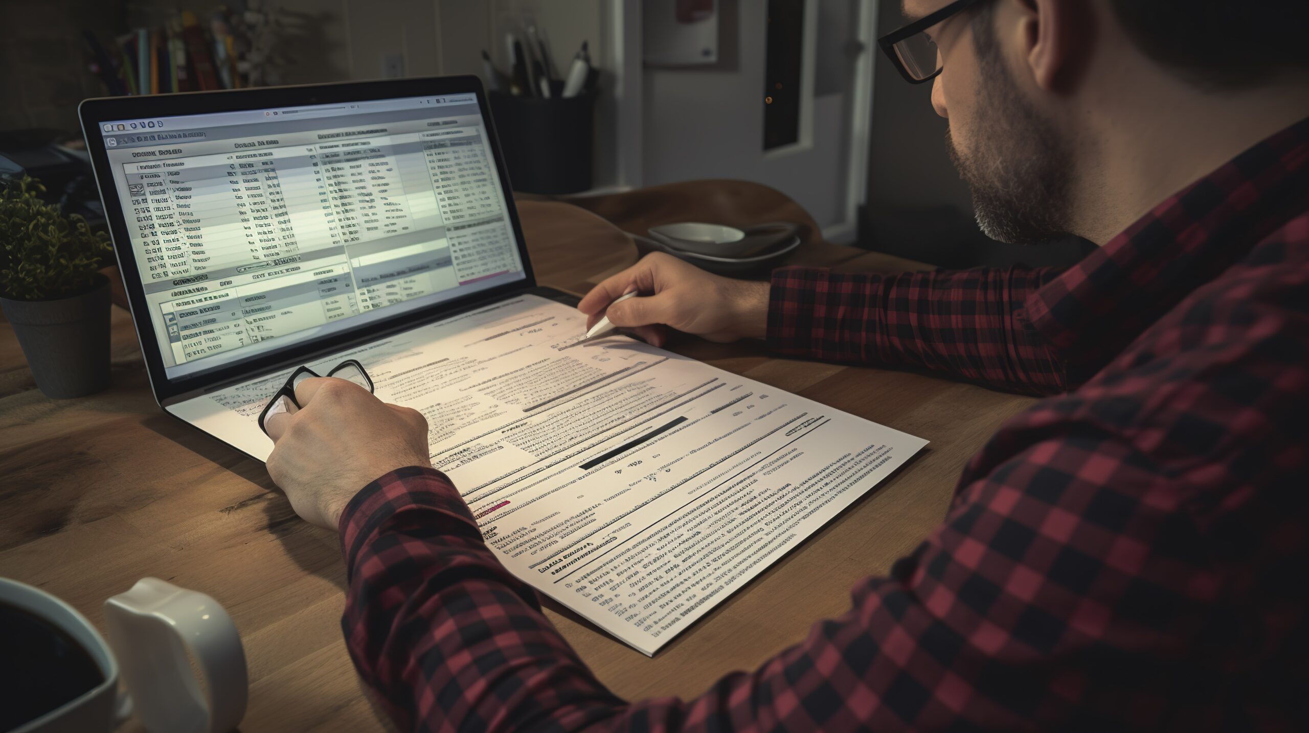 A photo of a person reviewing tax deductions